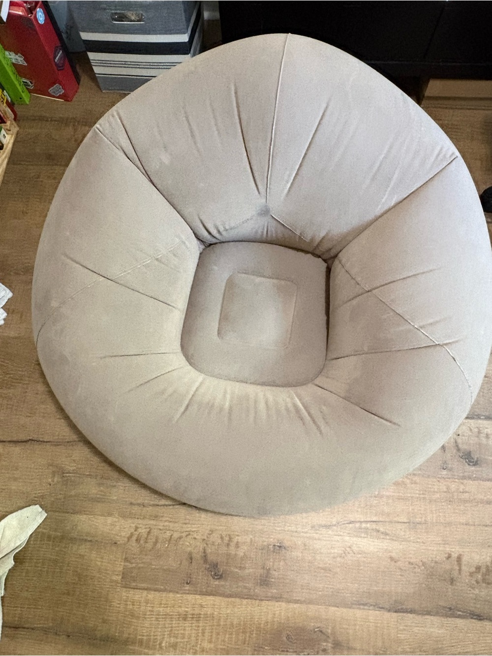 Plush Round Accent Chair in Light Beige